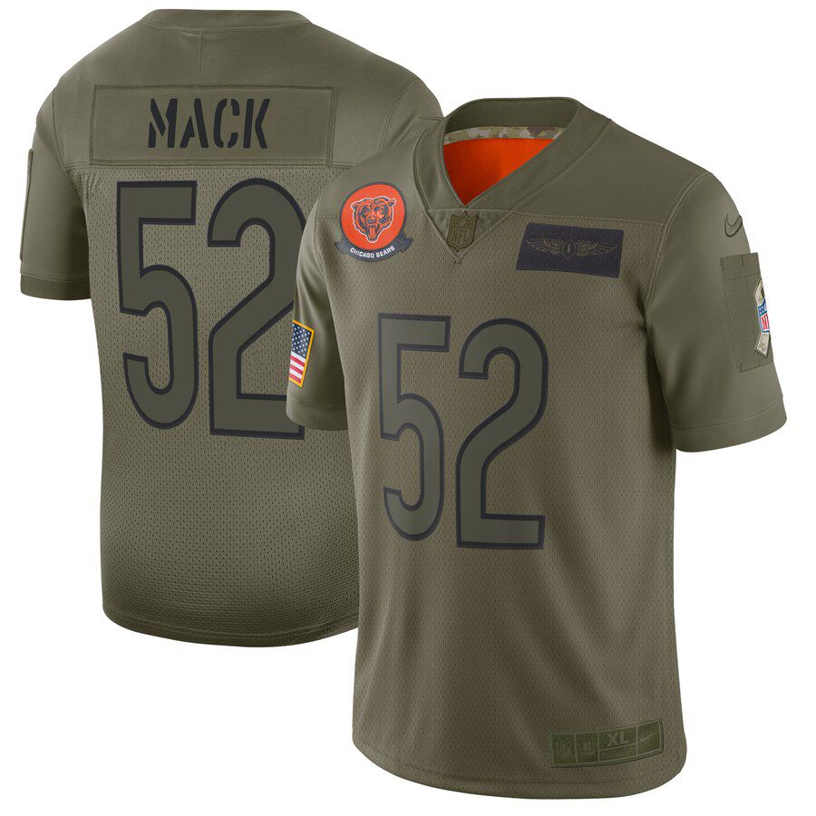 Men Chicago Bears #52 Mack Green Nike Olive Salute To Service Limited NFL Jerseys->new england patriots->NFL Jersey